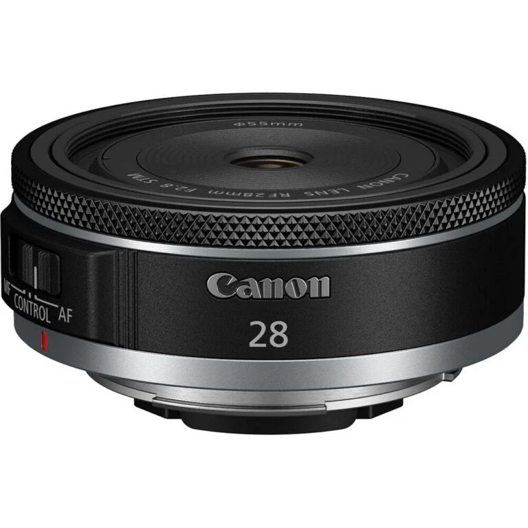 Canon RF 28mm lens for mirrorless cameras, ideal for photography enthusiasts.