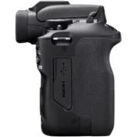 Side view of a professional DSLR camera body with HDMI and USB ports.