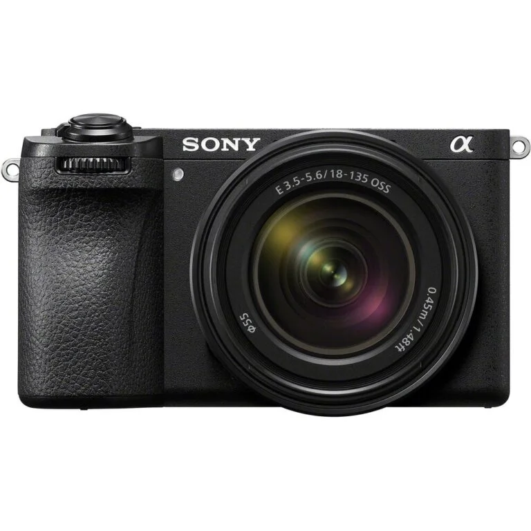 Sony mirrorless camera with lens, available at Camix UK.