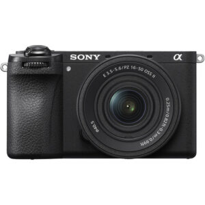 Sony mirrorless camera with lens, ideal for photography enthusiasts in the UK.