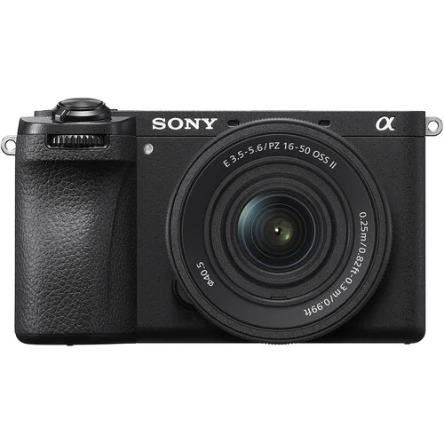 Sony mirrorless camera with lens, ideal for photography enthusiasts in the UK.