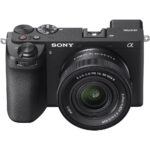 Sony mirrorless camera with lens, ideal for photography enthusiasts in the UK.