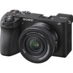 Sony mirrorless camera with lens, ideal for photography enthusiasts in the UK.