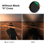 Comparison of desert road photo with and without K&F Concept lens filter effect.