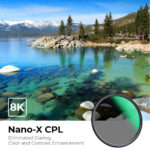 Scenic lake view with Nano-X CPL filter enhancing color and contrast.