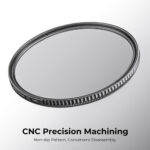 CNC precision machined camera lens filter with non-slip pattern.