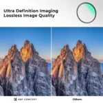 Comparison of mountain images with and without K&F Concept lens filter.