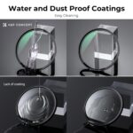 K&F Concept water and dust proof camera lens filter with easy cleaning feature.