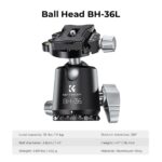 K&F Concept Carbon Fiber Professional Photography Tripod with 36mm Metal Ball Head Max Load 16KG Max Height 172cm for Indoor Outdoor - Image 5