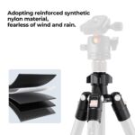 Durable camera tripod with reinforced nylon material, ideal for outdoor photography.
