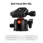 K&F Concept Ball Head BH-36L for tripods, supports 8kg, aluminum alloy, ideal for photography gear.
