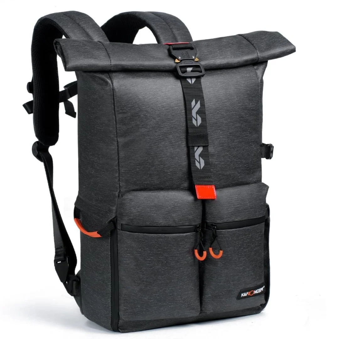 KF13.096V1-1-1200x1200 K&F Concept camera backpack with multiple compartments for photography gear.