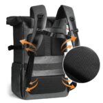 K&F Concept camera backpack with ergonomic design and breathable mesh padding.