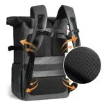 K&F Concept camera backpack with ergonomic design and breathable mesh padding.