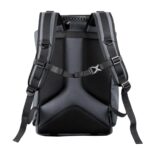 Durable black camera backpack with padded straps for photography gear.
