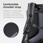 Comfortable camera bag with ergonomic shoulder strap and breathable mesh padding.