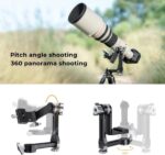 Camera tripod head for pitch angle and 360 panorama shooting, ideal for professional photography.