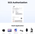 SGS Authorization document with icons for camera, laptop, mobile phone, glasses, watch, and microscope.