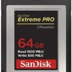 SanDisk Extreme PRO 64GB CFexpress card for high-speed photography and video.