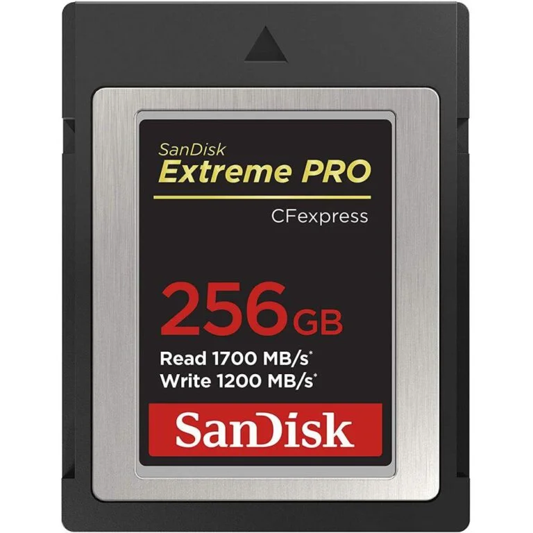 SanDisk Extreme PRO CFexpress Card Type B 256GB for high-speed data transfer.