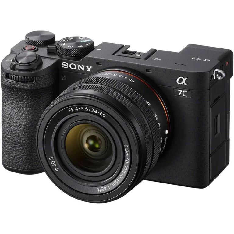 Sony mirrorless camera with lens, ideal for photography enthusiasts in the UK.