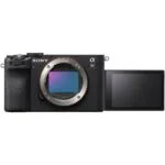 Sony mirrorless camera body with flip-out screen, ideal for photography and videography.