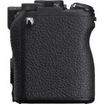Side view of a black camera body with textured grip, available at Camix UK.