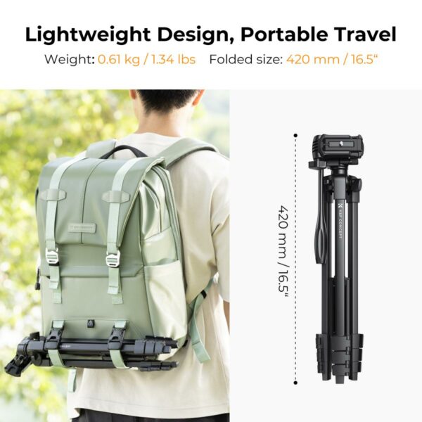 K&F Concept Travel and Outdoors Aluminium Travel Tripod with Bluetooth Remote Control, Lightweight, 360° Panorama