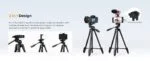 2 in 1 design tripod with quick release plate for cameras and phones, ideal for photography and video recording.