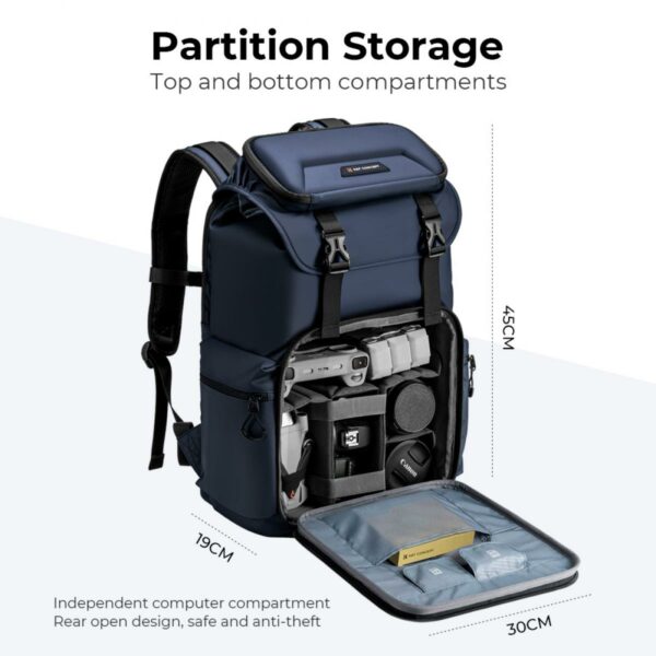 K&F Concept Large Camera Backpack 25L with Laptop Compartment for DSLR Mirrorless Navy