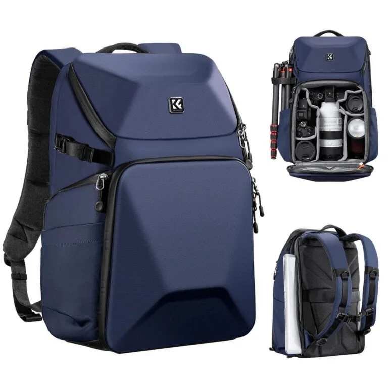 K&F Concept camera backpack with compartments for lenses and accessories, ideal for photographers in the UK.