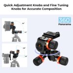 K&F Concept 3-Way Geared Head Astrophotography Tripod Head Aluminium 1/4" 360° Rotation - Image 5