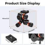 K&F Concept 3-Way Geared Head Astrophotography Tripod Head Aluminium 1/4" 360° Rotation - Image 4