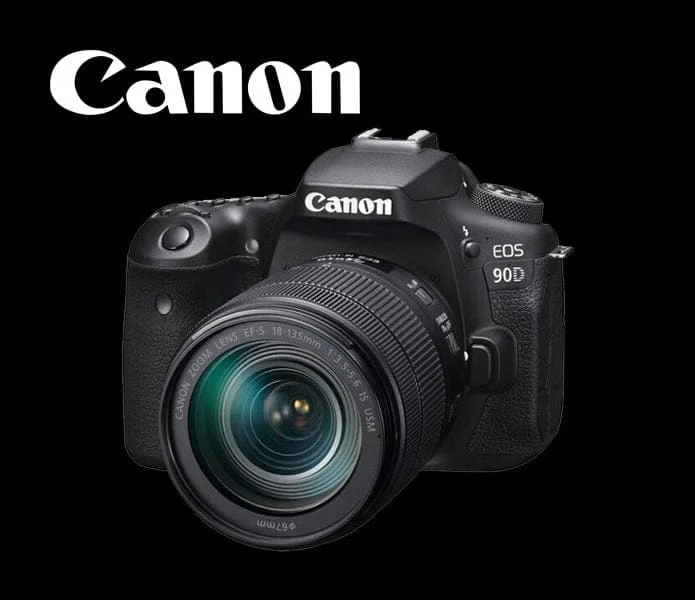 Canon EOS 90D DSLR camera with lens, available at Camix UK.