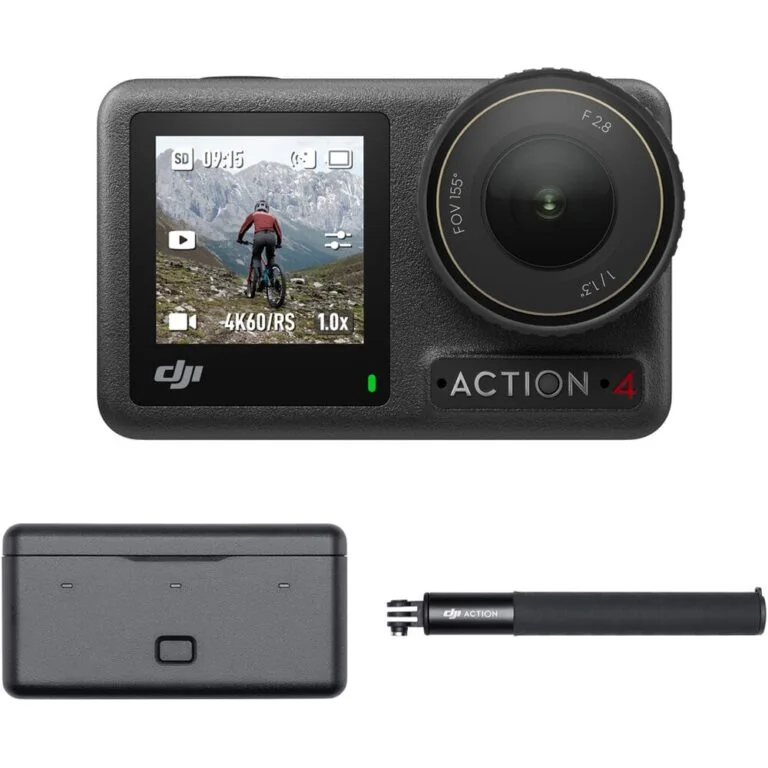 DJI Action 4 camera with accessories, ideal for capturing outdoor adventures.