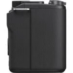 Side view of a black camera body with textured grip, available at Camix UK.