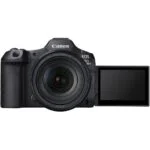 Canon EOS R5 mirrorless camera with RF lens and flip screen, available at Camix UK.