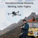 Couple using DJI drone with obstacle sensing in mountainous area.