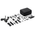 DJI camera gimbal and accessories set with carrying case.