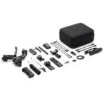 DJI camera gimbal and accessories set with carrying case.