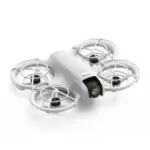 Compact DJI drone with protective guards, ideal for aerial photography and videography.