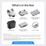 DJI Mini 2 drone package with remote, battery, charging hub, and accessories.