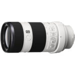 Sony telephoto zoom lens with optical stabilization, ideal for professional photography.