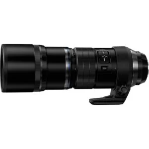 Professional telephoto camera lens with tripod mount for photography gear.