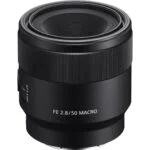 Sony FE 2.8 50mm macro lens for mirrorless cameras, ideal for close-up photography.