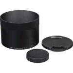 Sigma lens hood and caps for photography equipment.