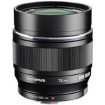 Olympus 75mm f/1.8 lens for Micro Four Thirds cameras, ideal for portrait photography.