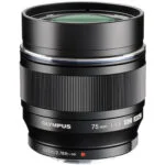 Olympus 75mm f/1.8 lens for Micro Four Thirds cameras, ideal for portrait photography.
