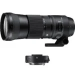 Sigma telephoto lens and teleconverter for professional photography.