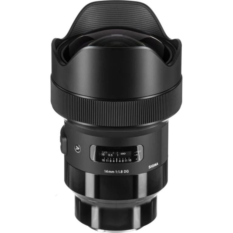 Sigma 14mm f/1.8 DG lens for professional photography, available at Camix camera shop UK.